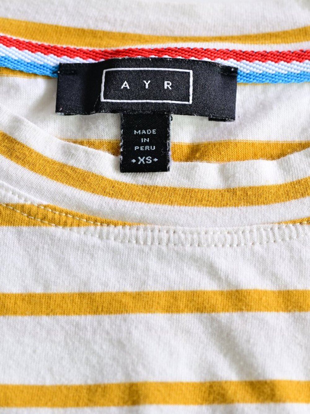 AYR The Sno Cone Tee Striped Yellow White Pima Cotton XS